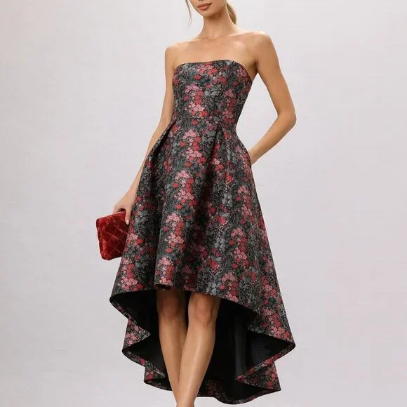 Floral Strapless High-Low Dress — Cocktail | Wedding Guest | Size 8 - Picture 1 of 2